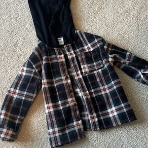 Old Navy Black and Red Plaid Kids Hoodie